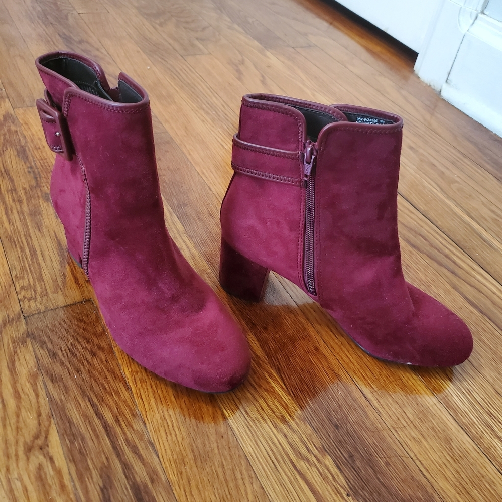 Deep red ankle boots